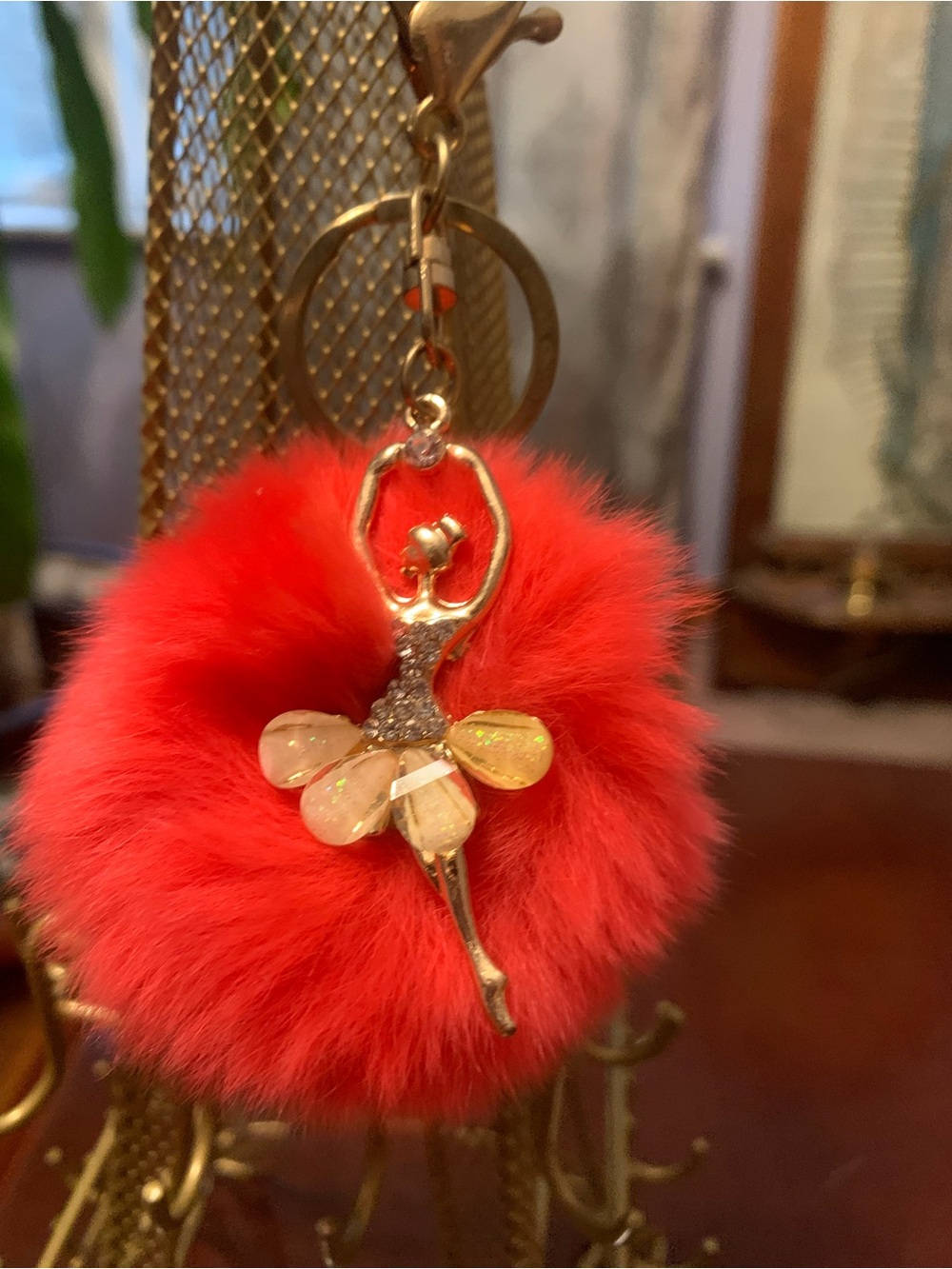 Ballerina Purse Charm with Furry Pom Pom